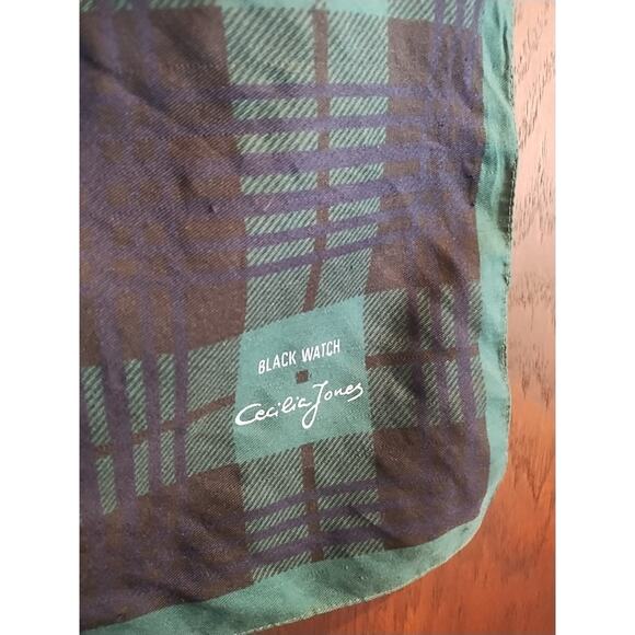 Vintage Cecilia Jones Black Watch Scarf 26” X 26” Made In Italy lightweight - Picture 2 of 12